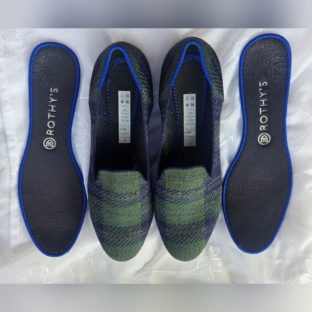 Rothy's Women The Loafer Knit Forest Tartan Limited Edition Holiday Rare - Picture 3 of 4